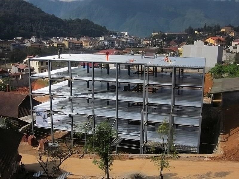 Công trình xây dựng có sử dụng lưới thép hàn.